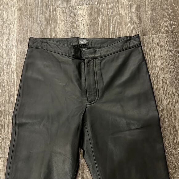 REM Garson Black Leather Biker Pants Bootcut Low Rise Size 8 Moto - Picture 5 of 16